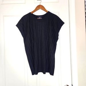 Eileen Fisher Iris Wide Rib Stretch Tencel Square Top | Black | Size XL